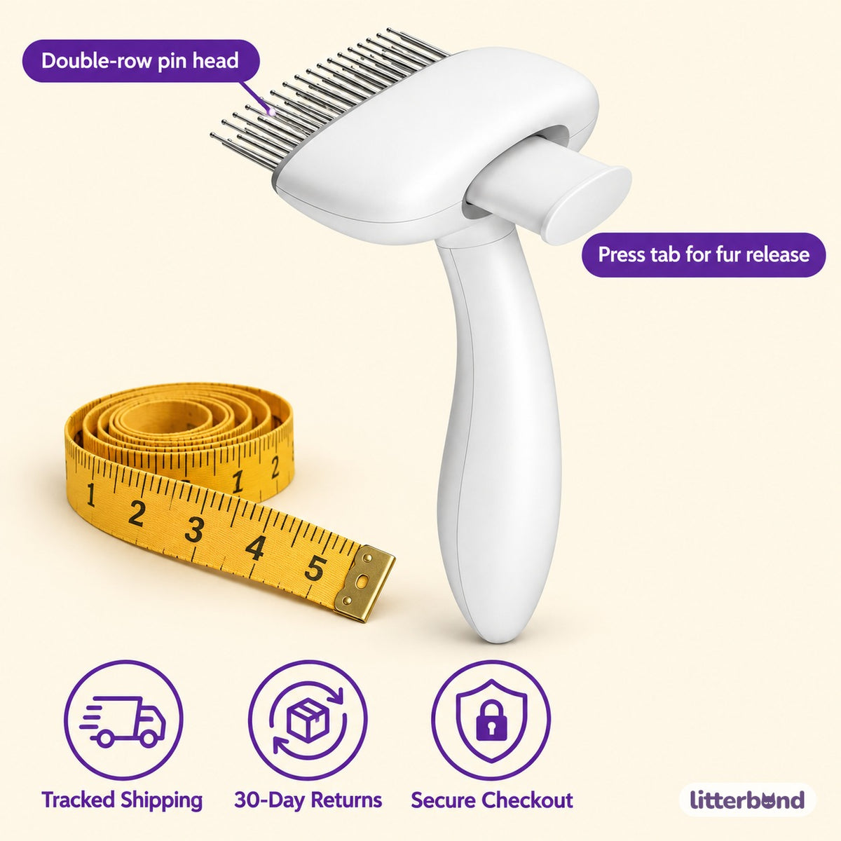 Double-Row Slicker Brush for Brushing - size and details