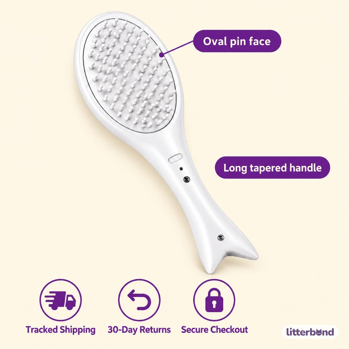 Oval Pin Brush for Coat Grooming - size and details