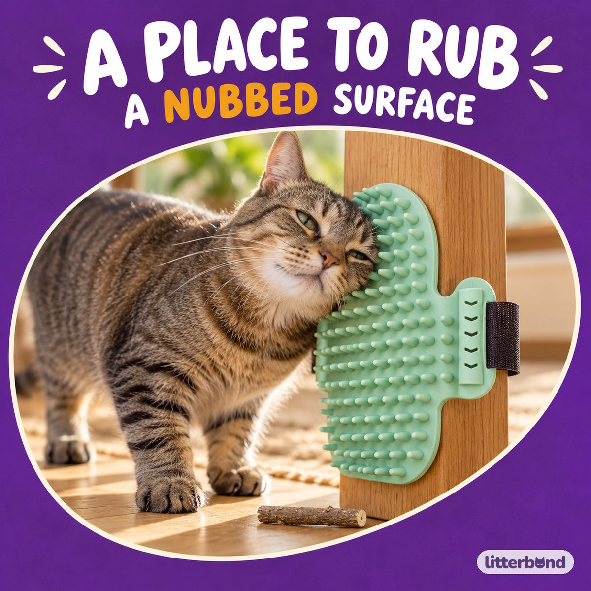 Cactus Self Groomer for Table Legs with a cat