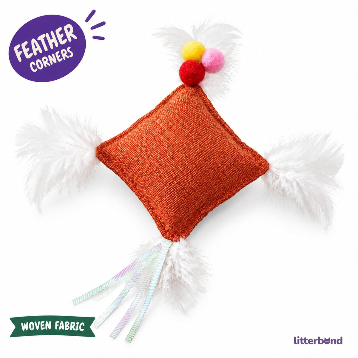 Orange Woven Feather Pouch