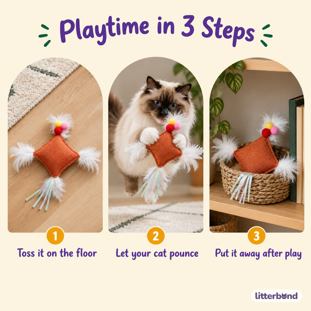 Orange Woven Feather Pouch - how to play