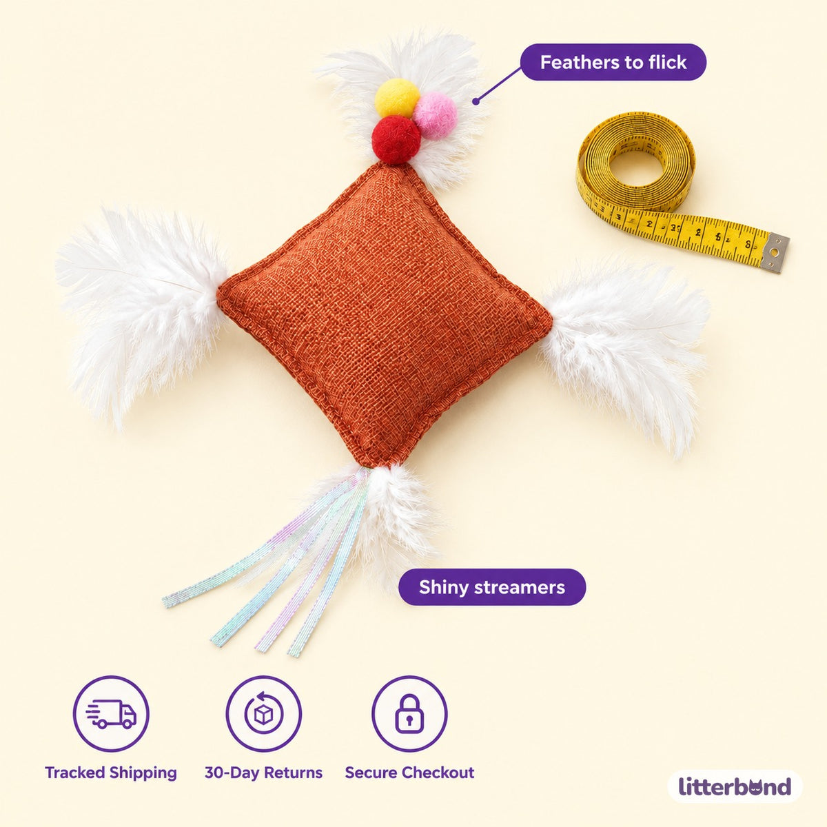 Orange Woven Feather Pouch - size and details