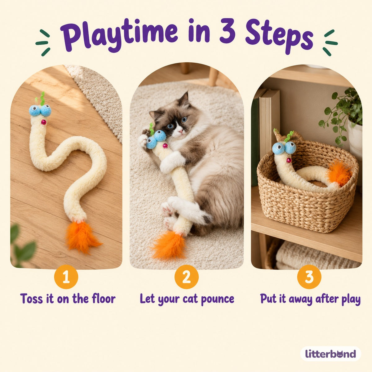 Floppy Pom-Pom Eye Snake - how to play