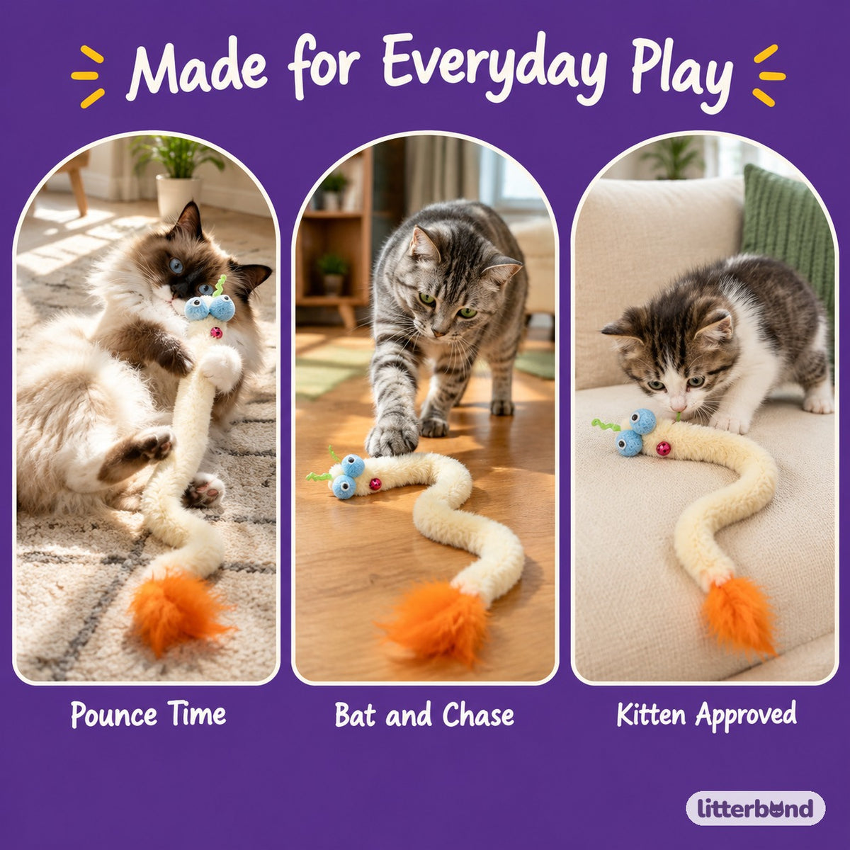 Floppy Pom-Pom Eye Snake - playtime at home