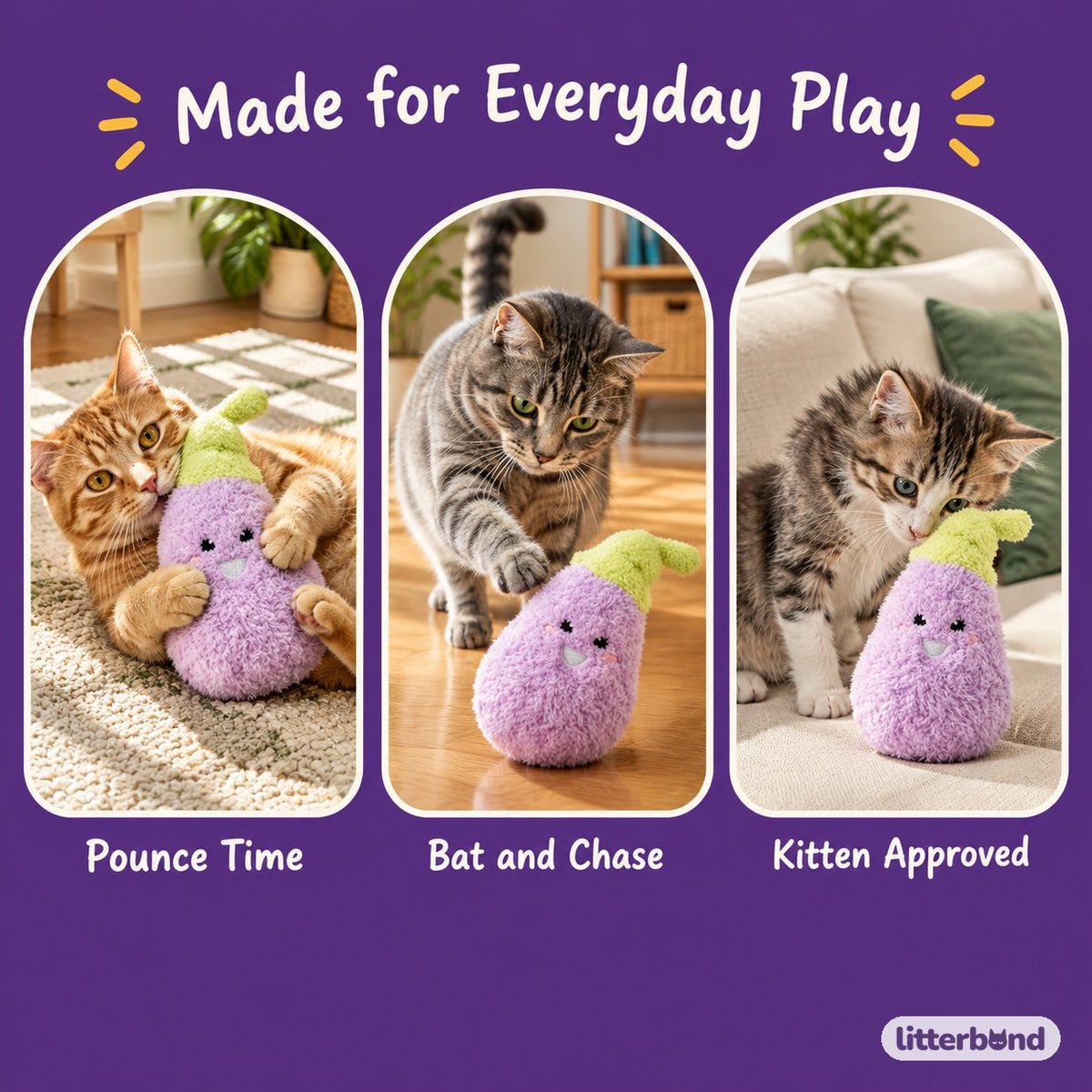 Lilac Eggplant Sound Plush - playtime at home