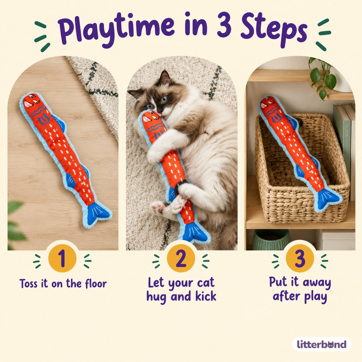 Goofy-Face Fringe Fish Plushies - how to play