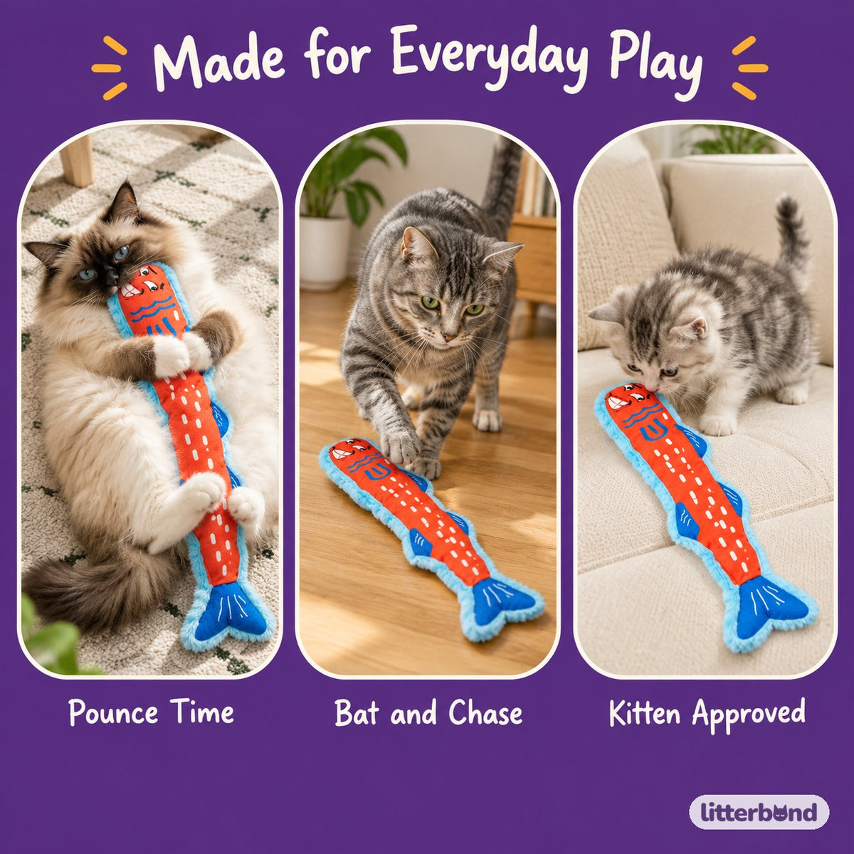 Goofy-Face Fringe Fish Plushies - playtime at home