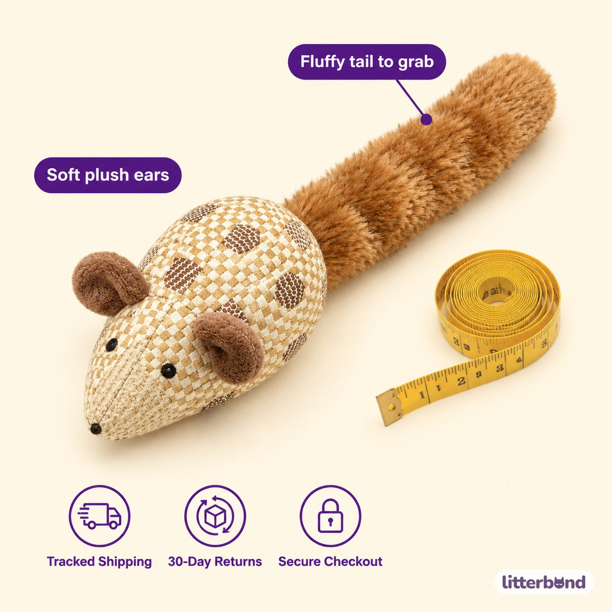 Checkerboard Long-Tail Mouse - size and details