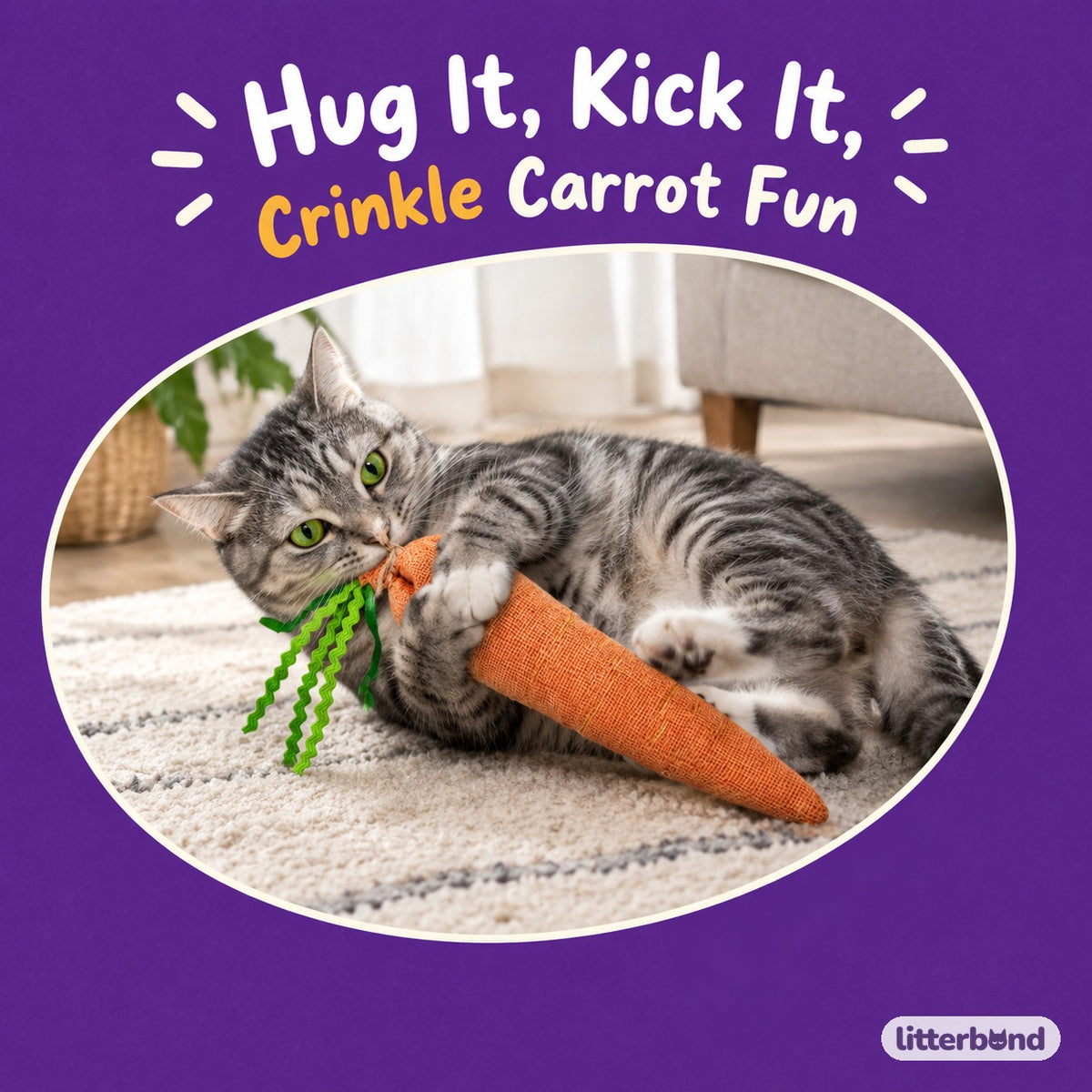 Rustic Ribbon-Leaf Carrot with a cat