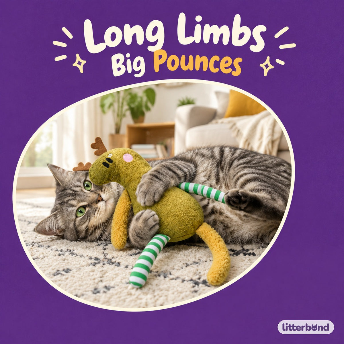 Long-Limbed Crinkle Plush Animals with a cat