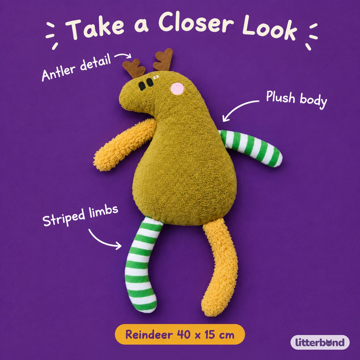 Long-Limbed Crinkle Plush Animals - close-up details