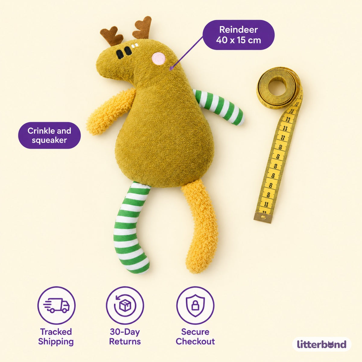 Long-Limbed Crinkle Plush Animals - size and details