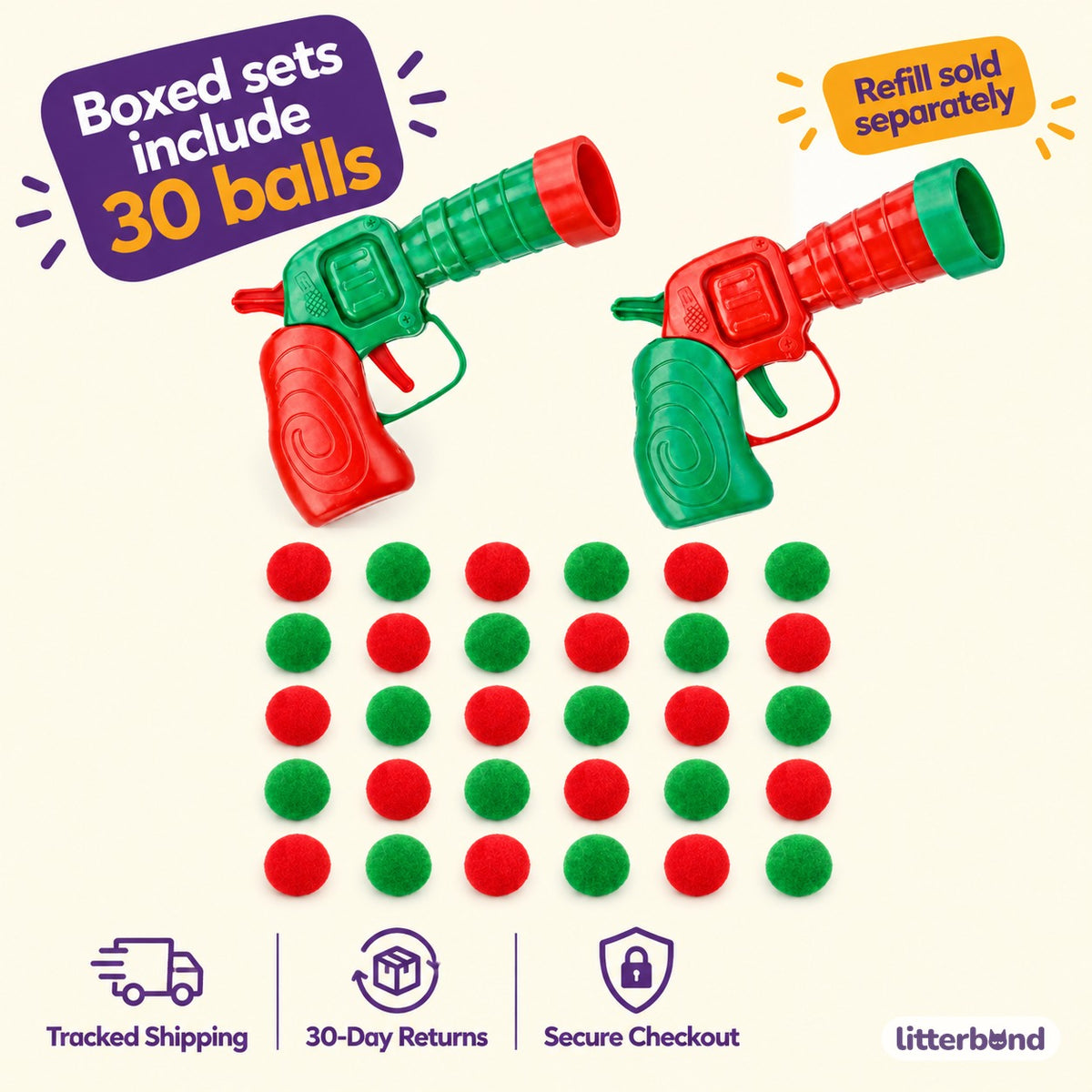 Christmas Ball Launcher & Refill Options - size and details