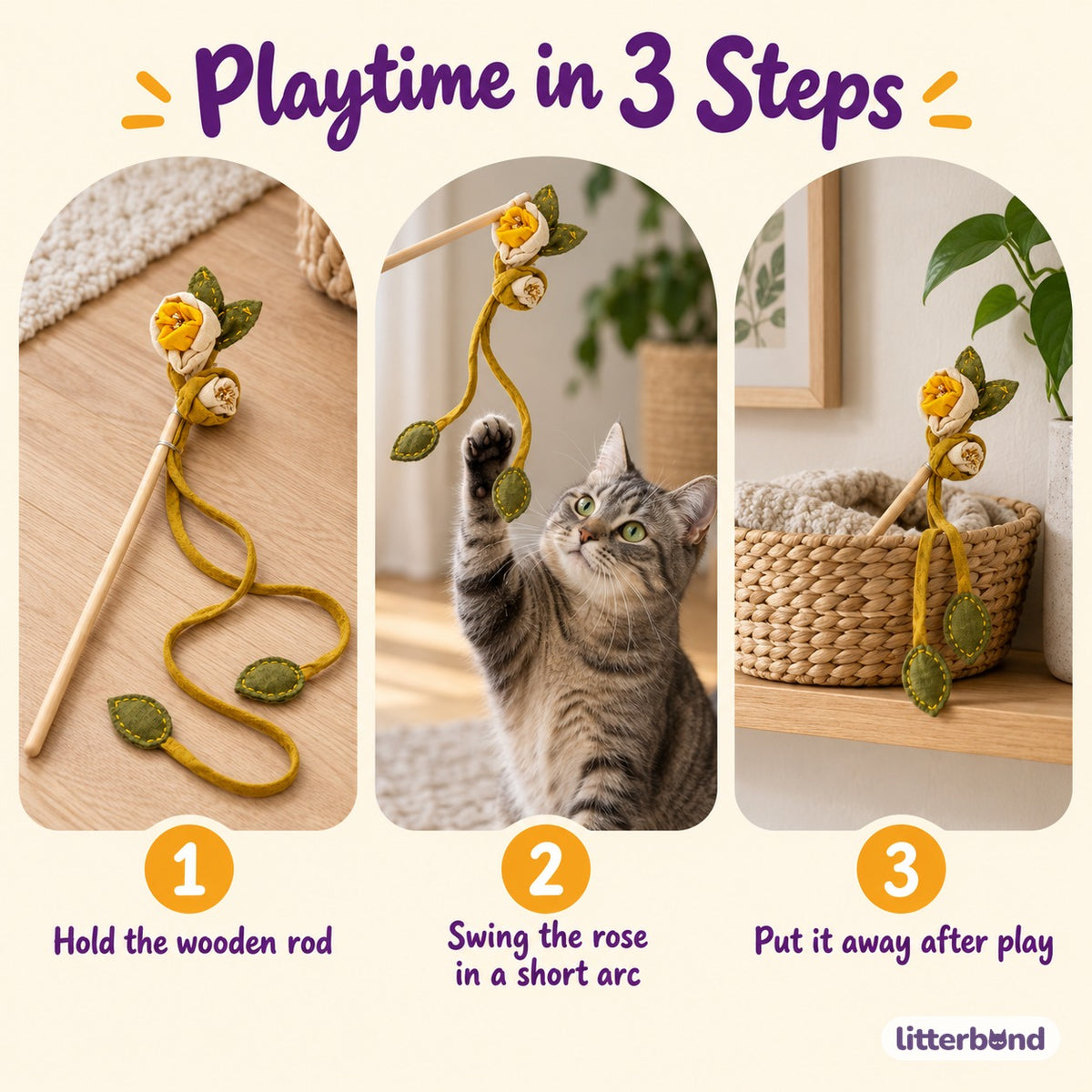 Fabric Rose Teaser Wand - how to play