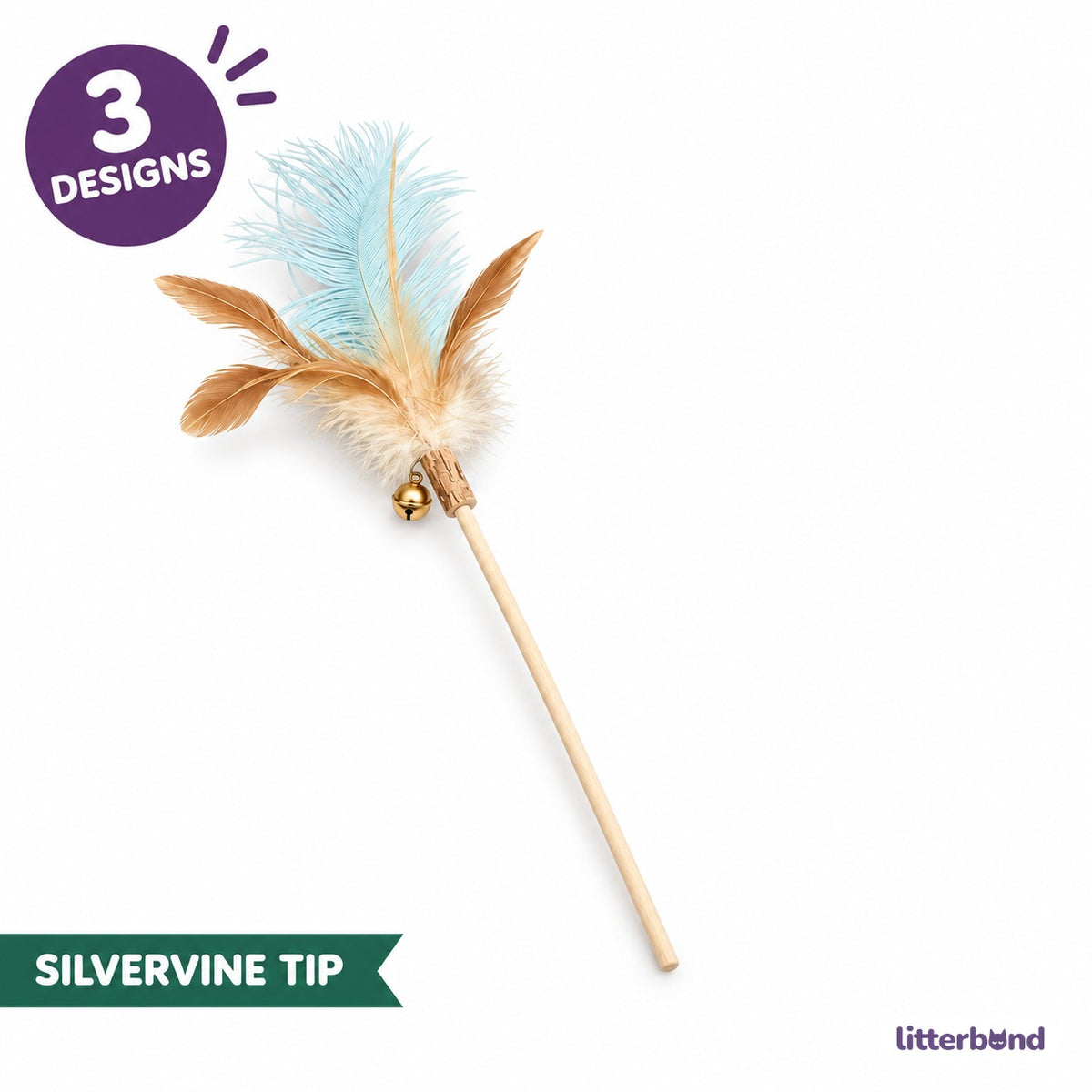 Silvervine Feather Teaser Wands