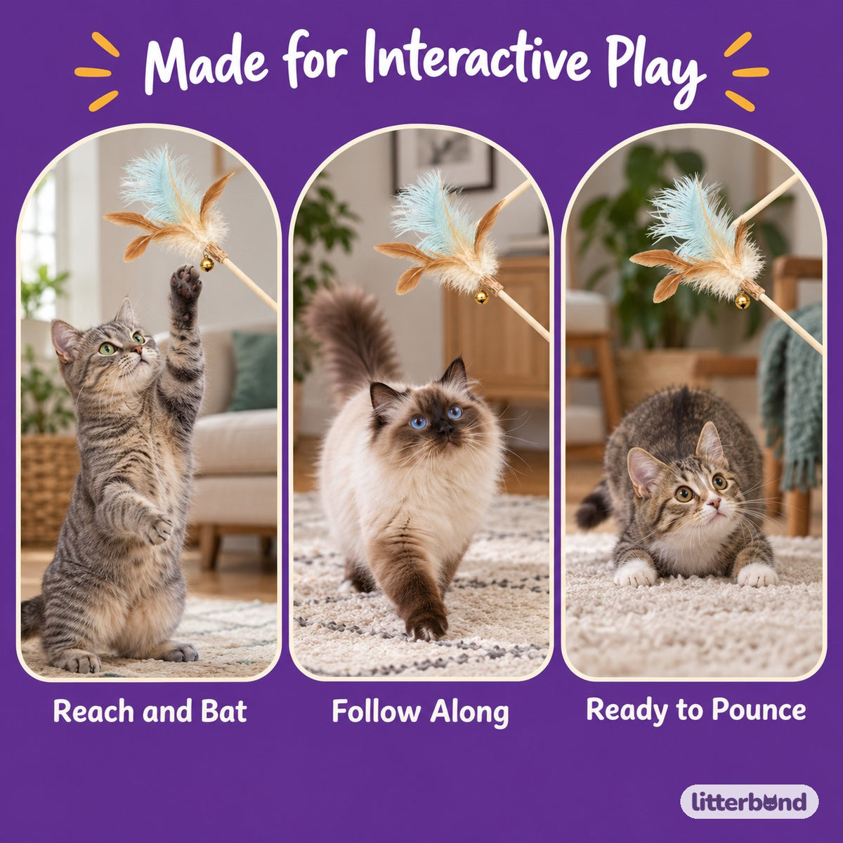 Silvervine Feather Teaser Wands - playtime at home