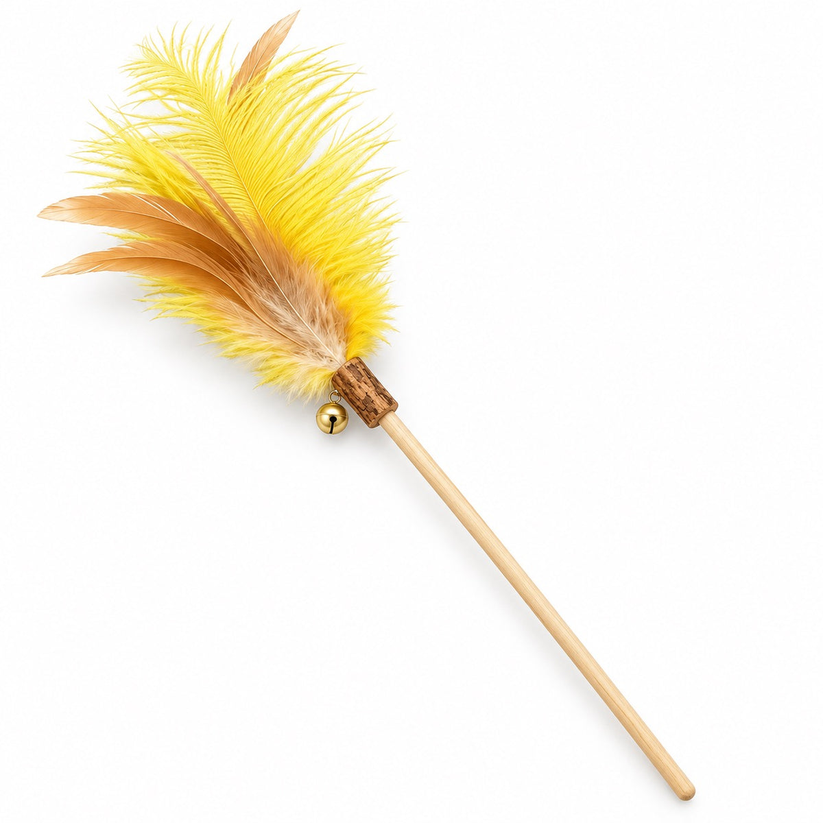 Silvervine Feather Teaser Wands - Yellow Feathers