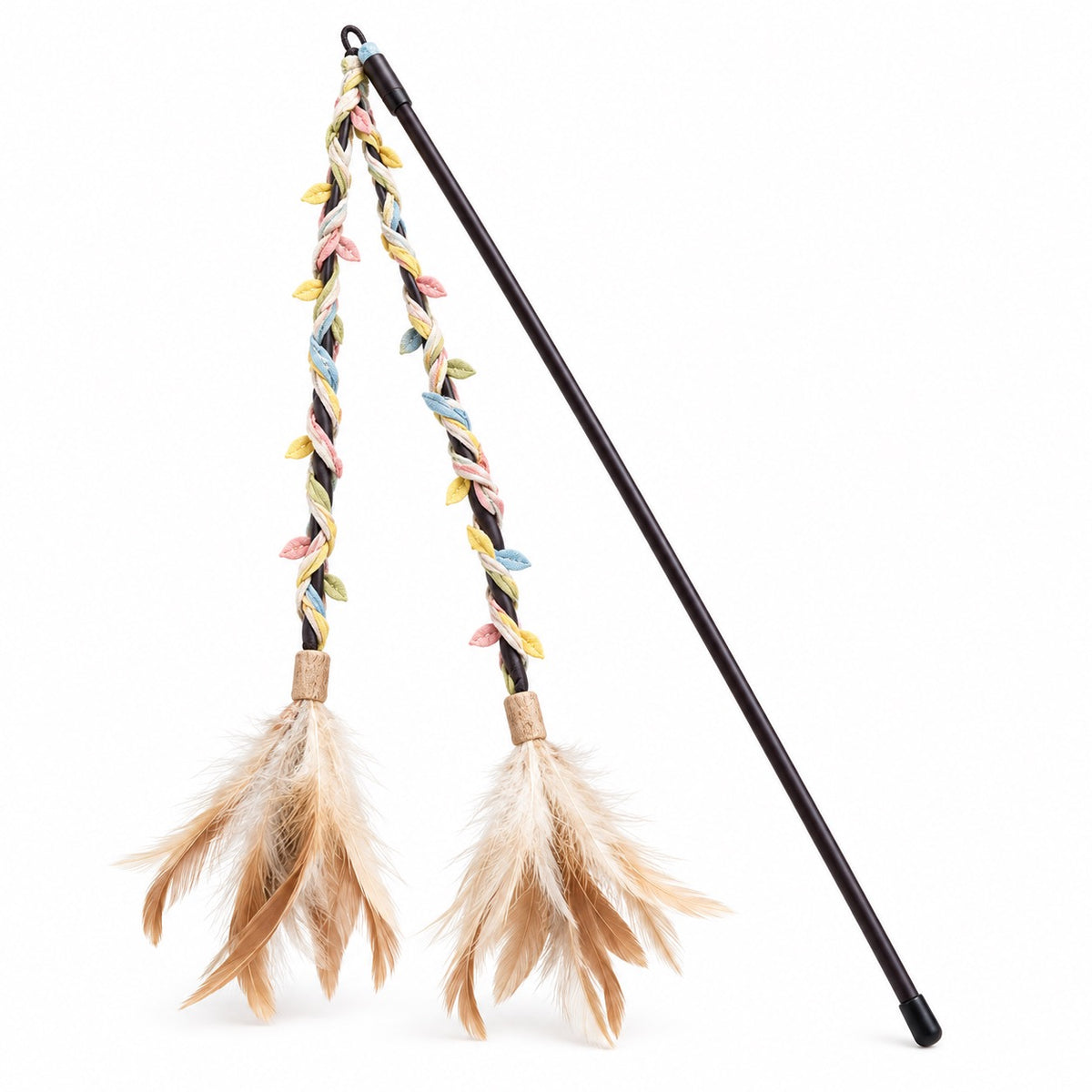Double Feather Teaser Wand - Woven Leaf