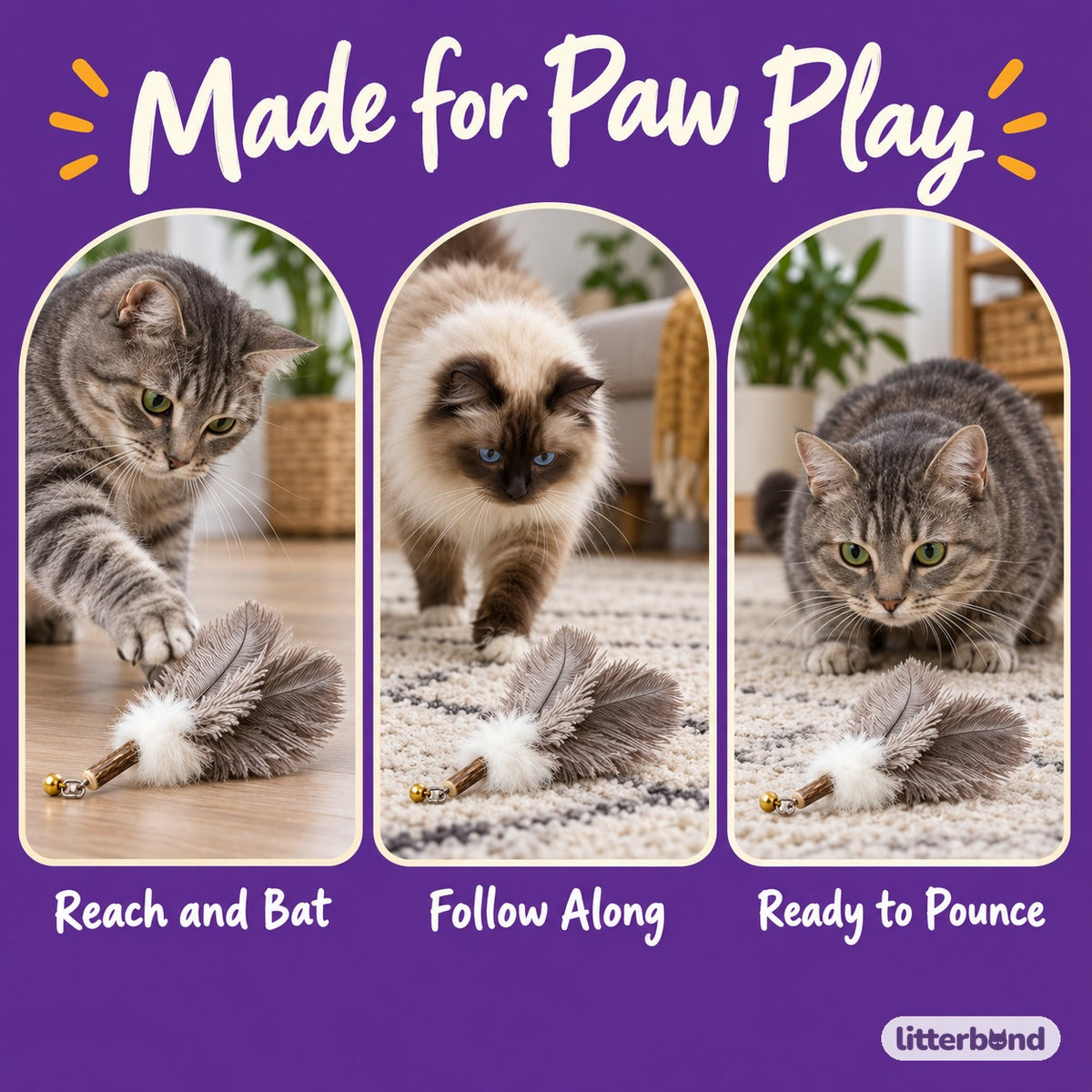 Silvervine Feather Puff Toy - playtime at home