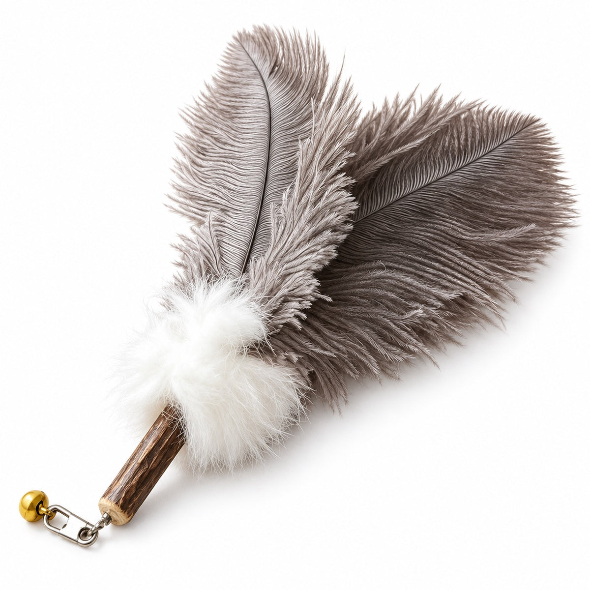 Silvervine Feather Puff Toy - Gray Feather Puff