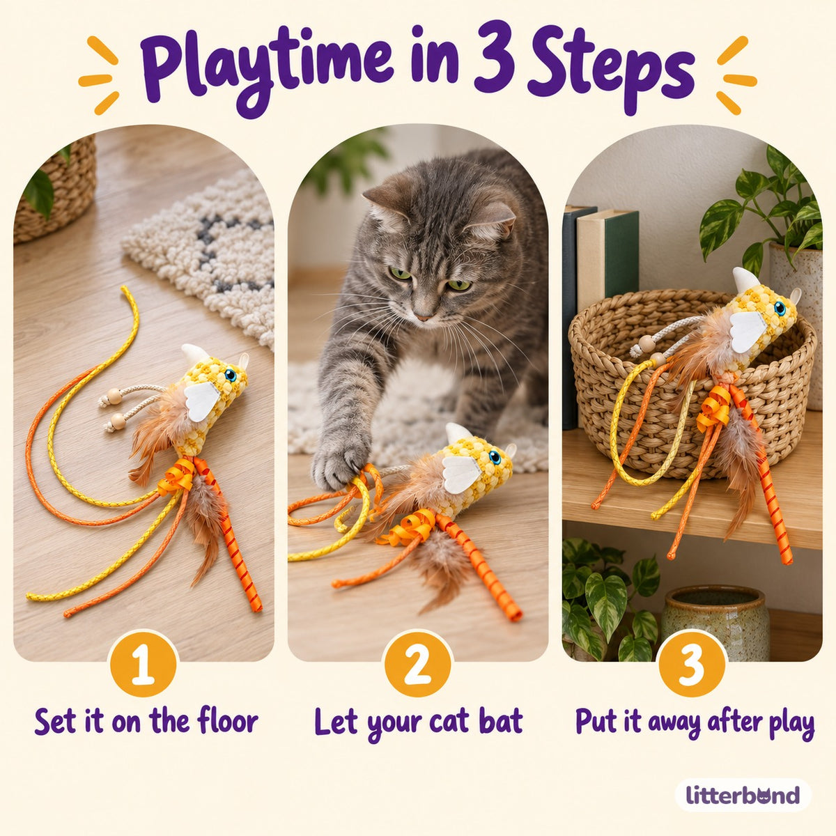 Long-Tail Bird Feather Toy - how to play