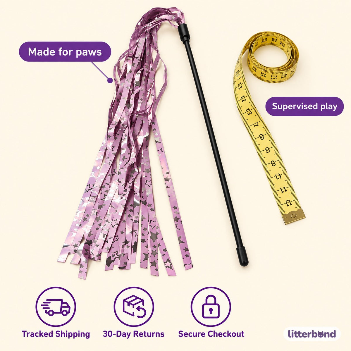 Shimmer Star Ribbon Wand - size and details