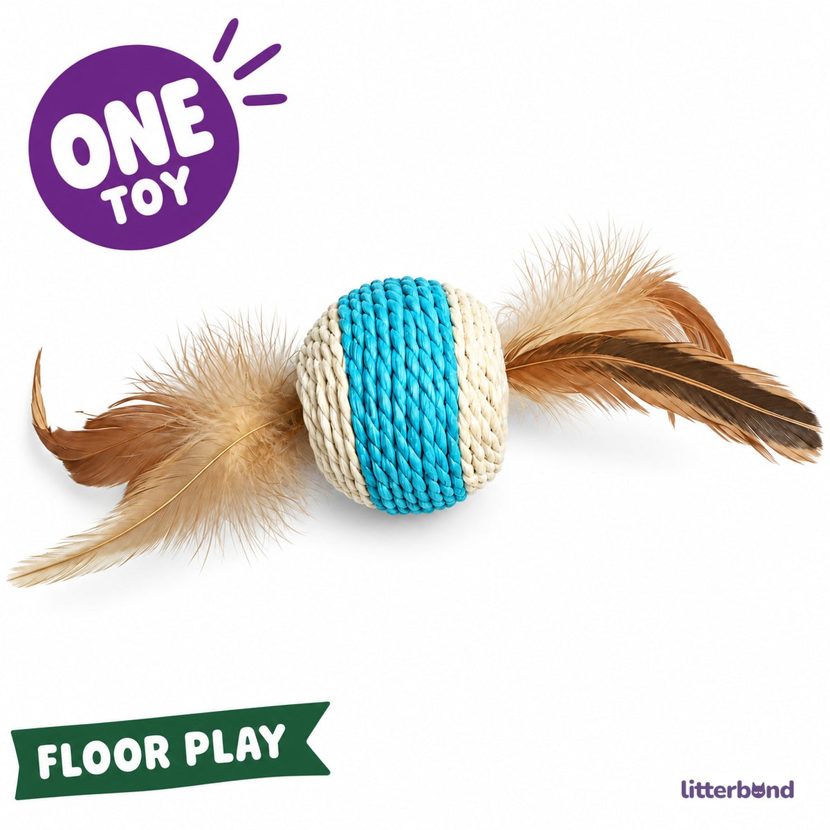 Blue & White Feather Rope Ball
