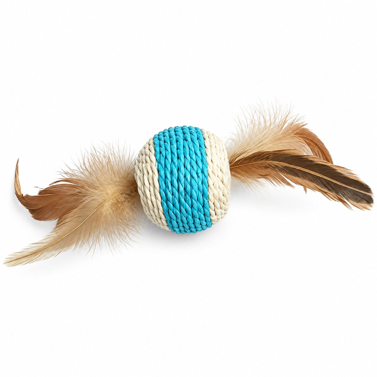 Blue & White Feather Rope Ball - Blue Rope Ball