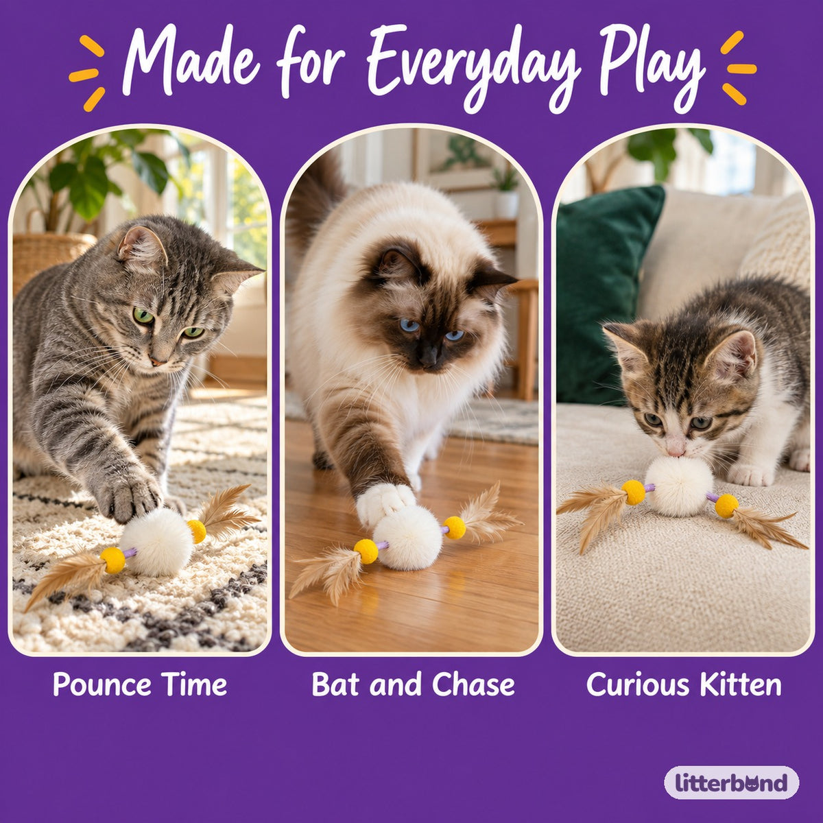 Rabbit Fur Feather Mesh Toy - playtime at home