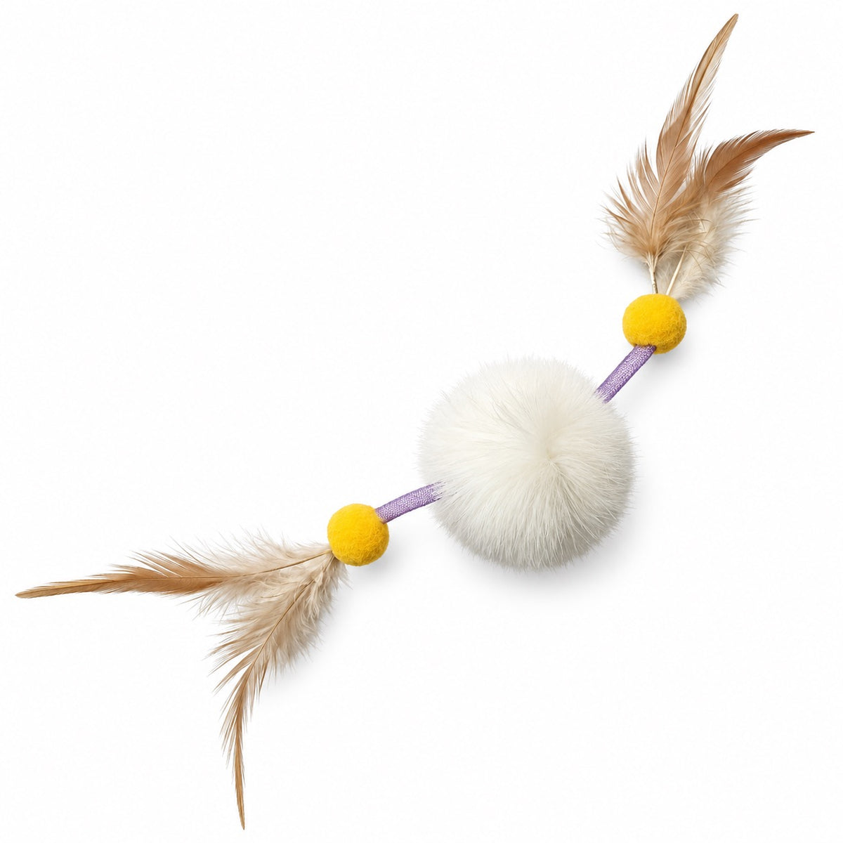 Rabbit Fur Feather Mesh Toy - White Fur