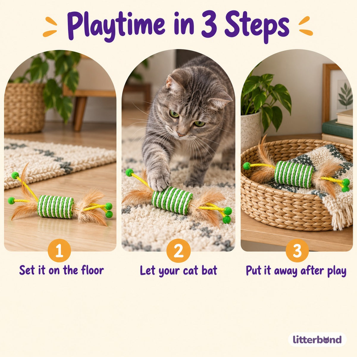 Green Stripe Feather Roller - how to play