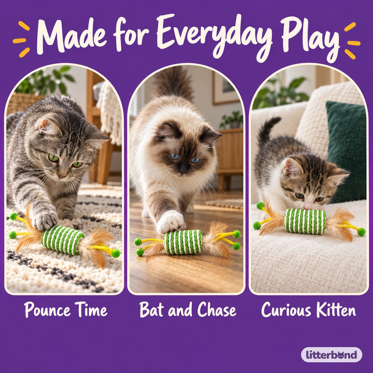 Green Stripe Feather Roller - playtime at home