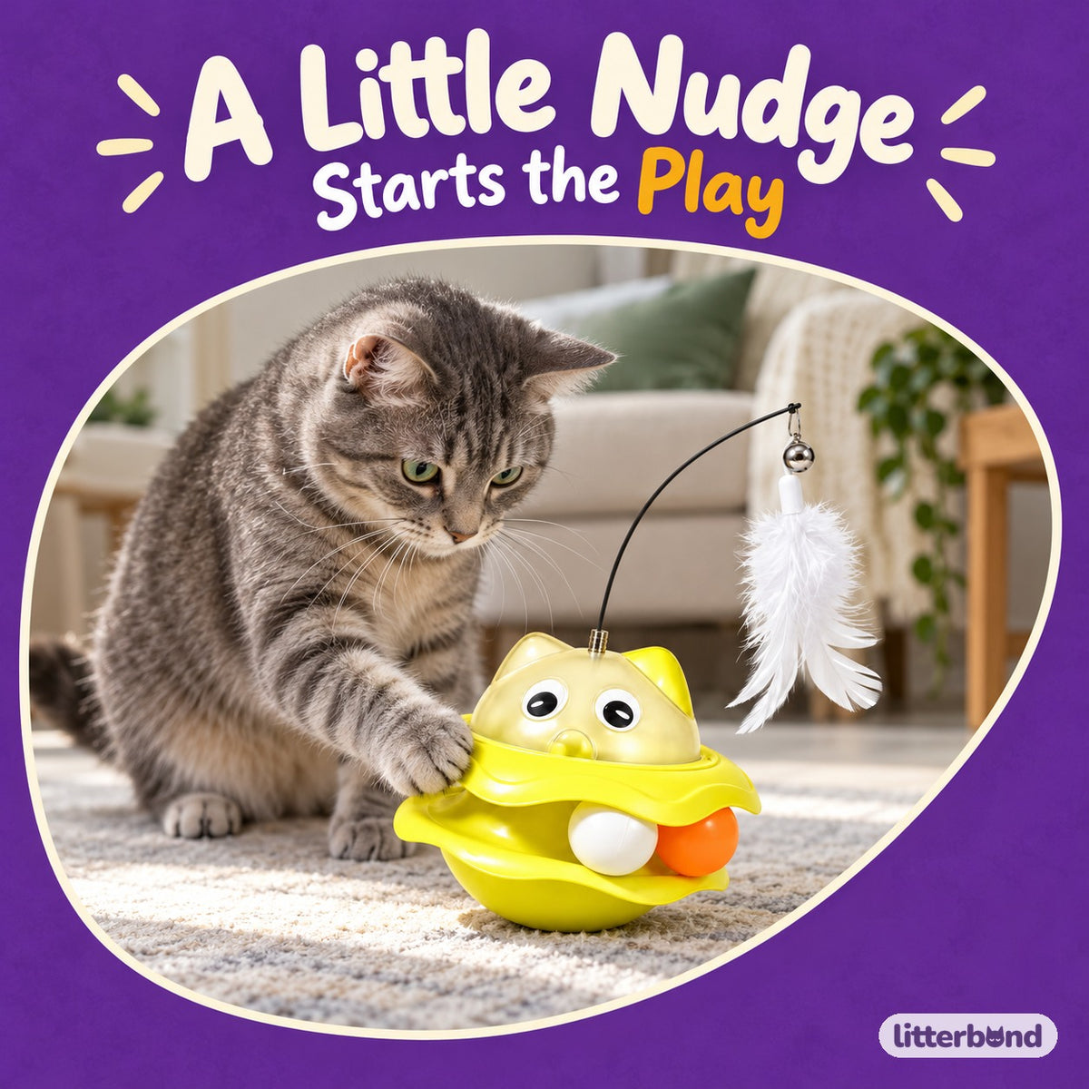 Monster Track Ball Wobble Toy with a cat