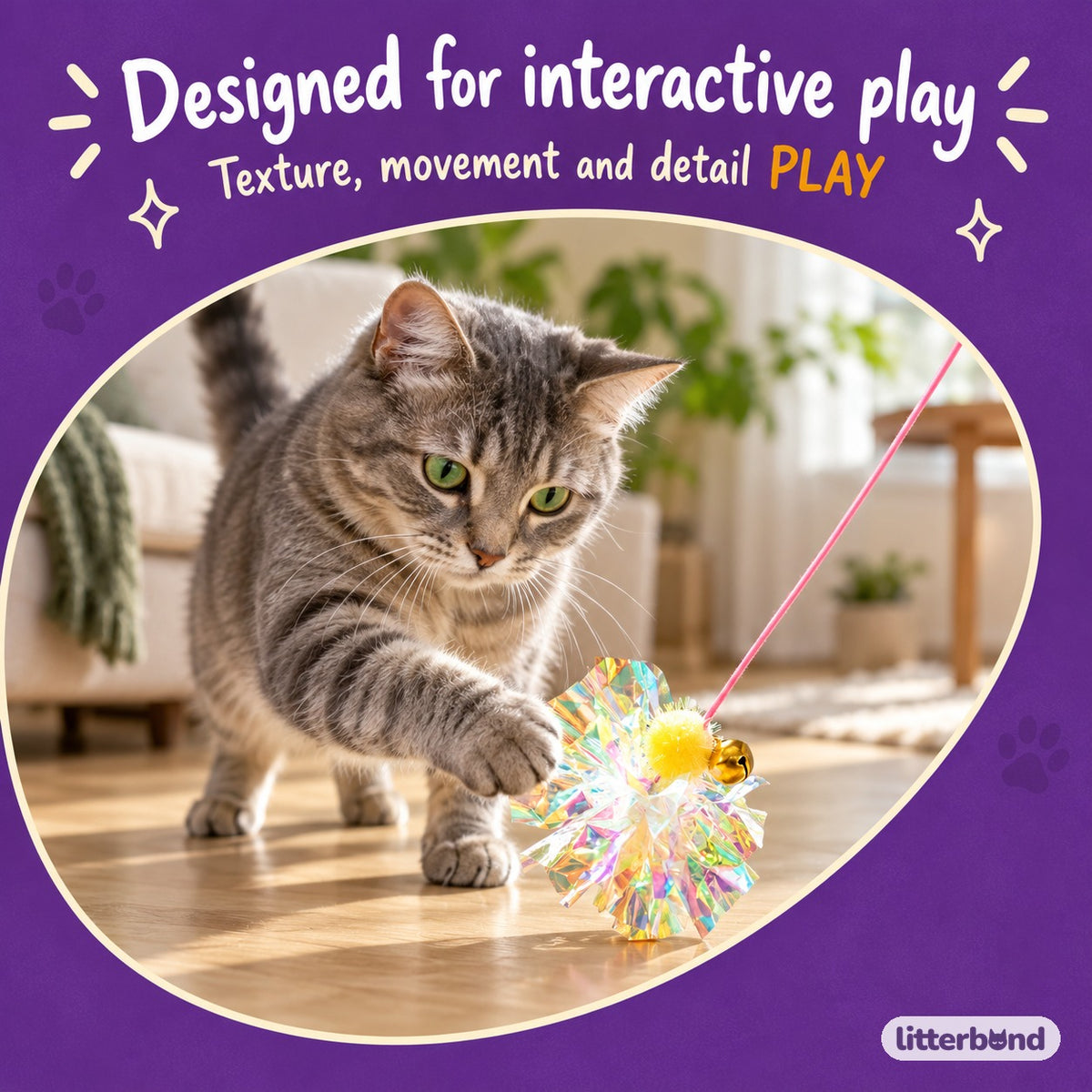 Iridescent Crinkle Flower Balls with a cat