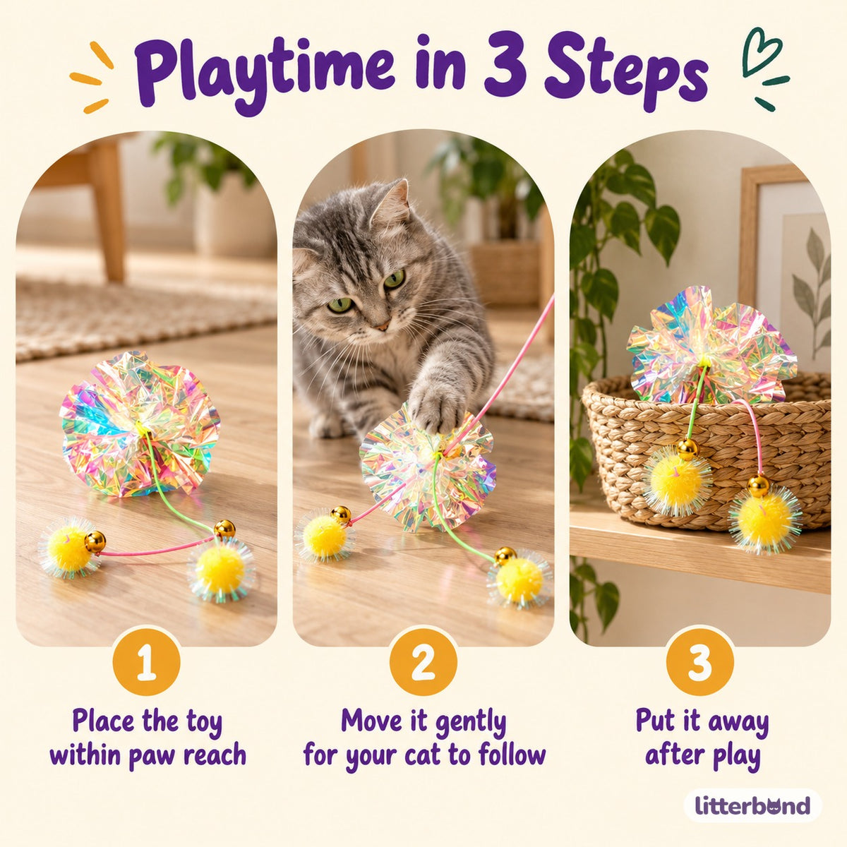 Iridescent Crinkle Flower Balls - how to play