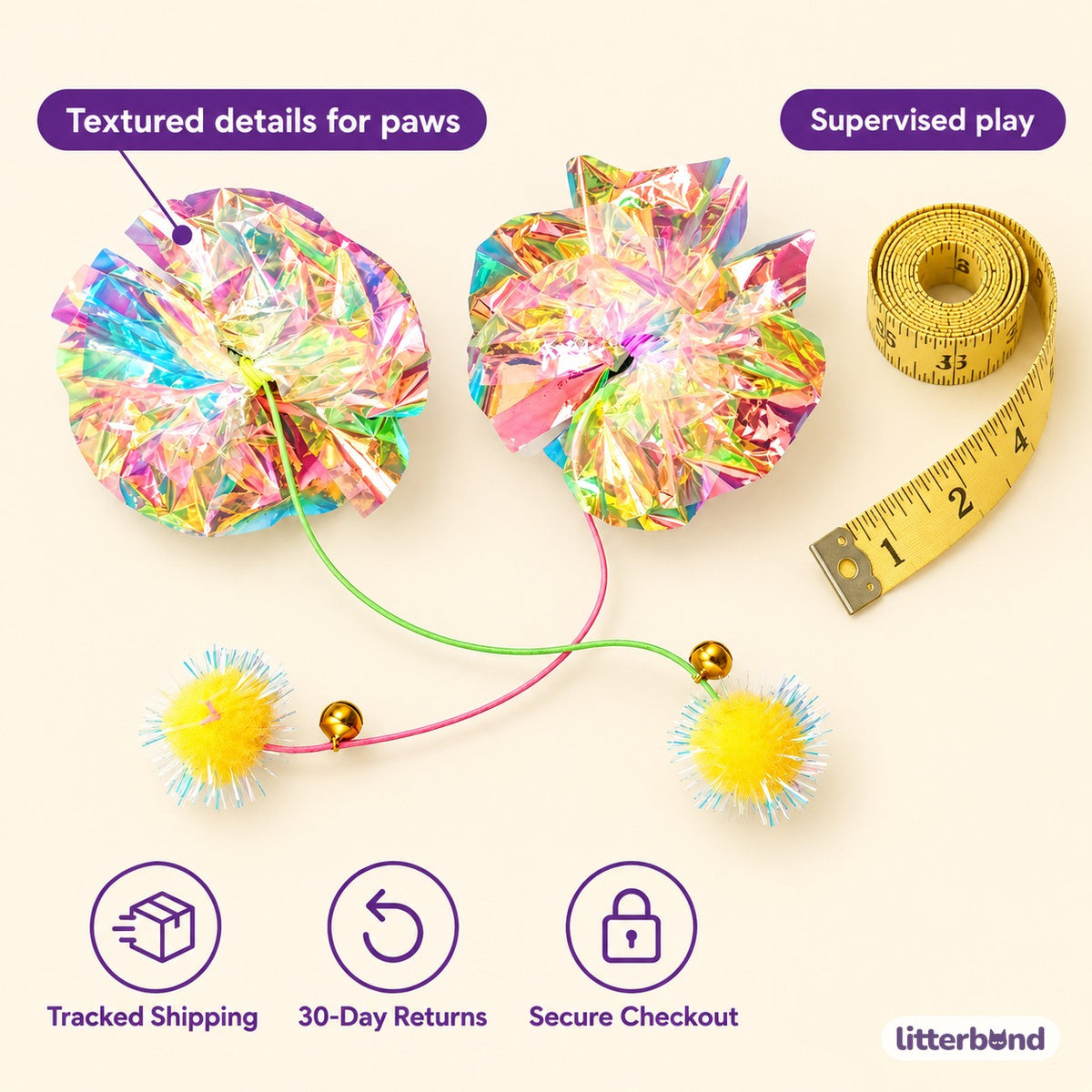 Iridescent Crinkle Flower Balls - size and details