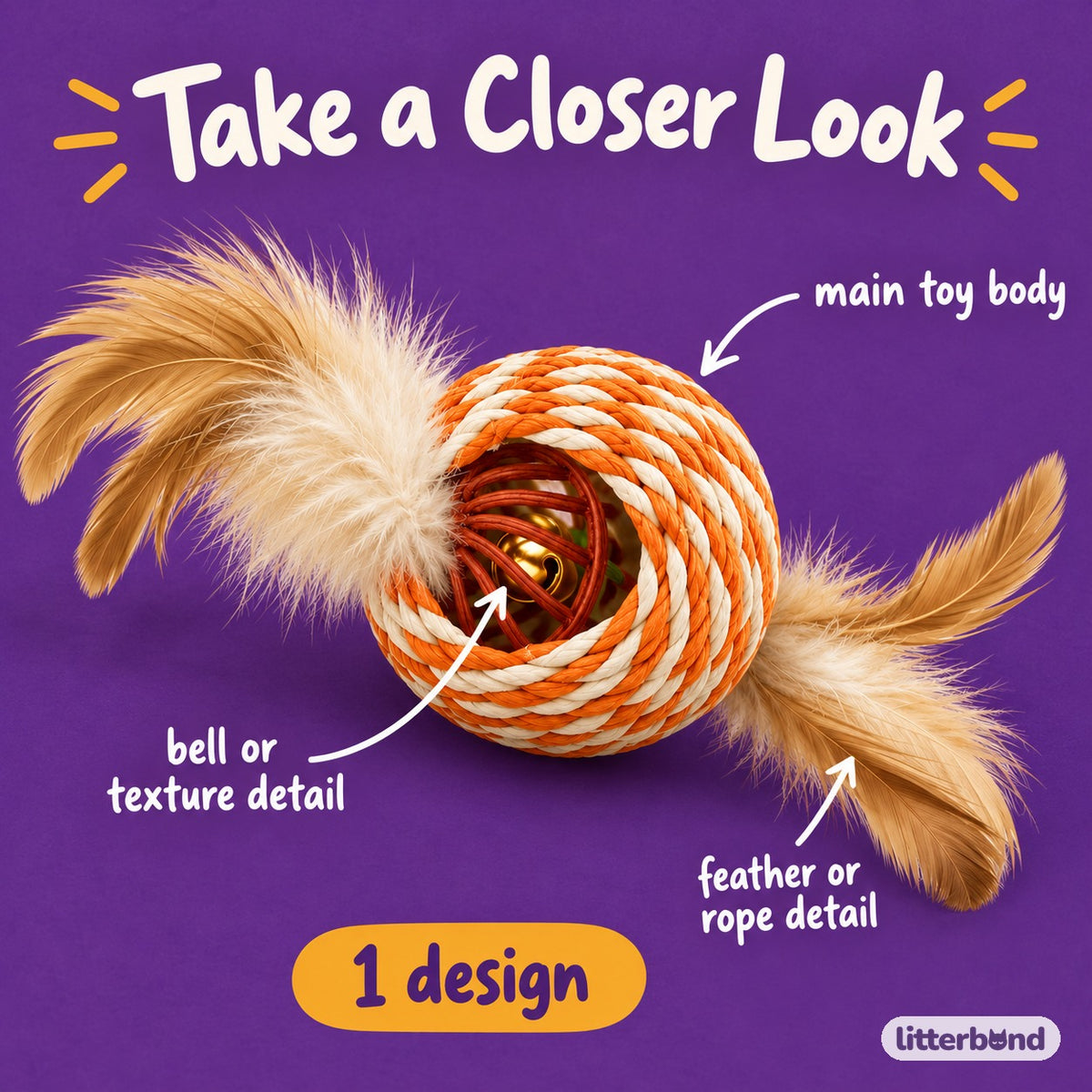 Orange White Paper Rope Ball - close-up details