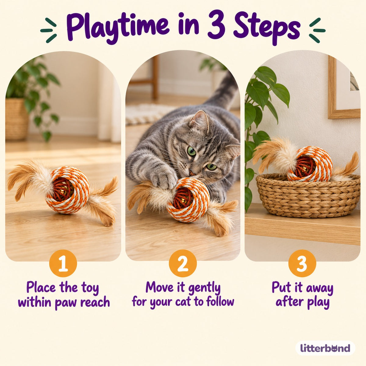 Orange White Paper Rope Ball - how to play
