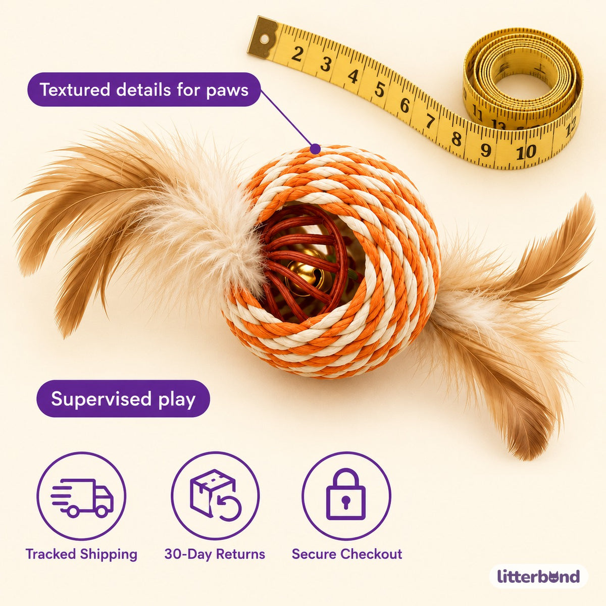 Orange White Paper Rope Ball - playtime at home