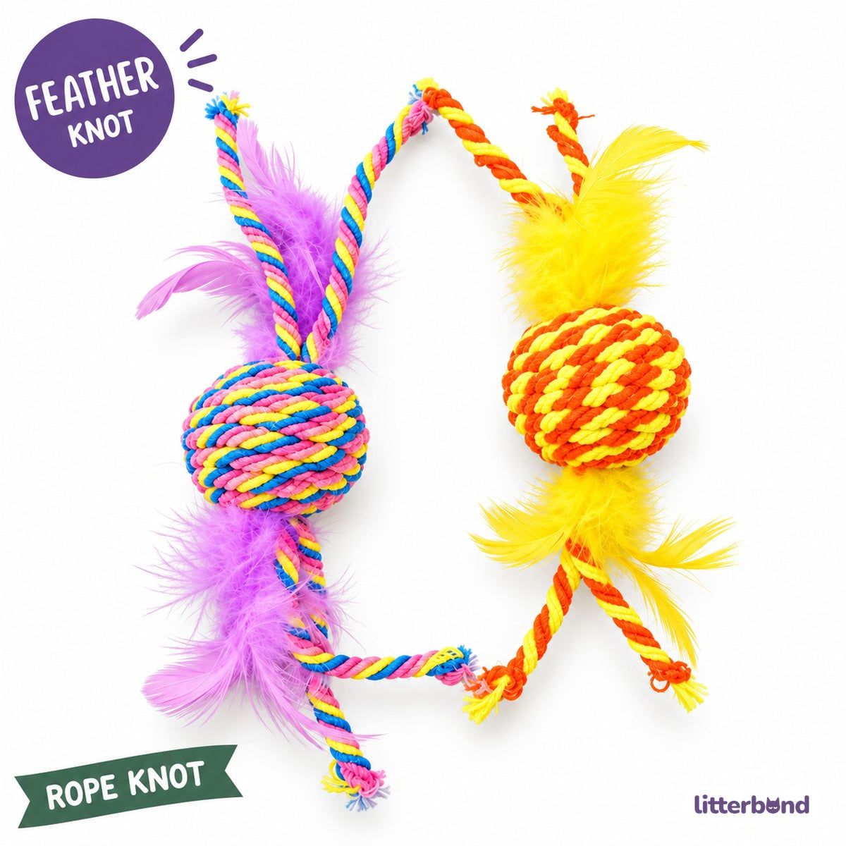 Colorful Feather Rope Knot