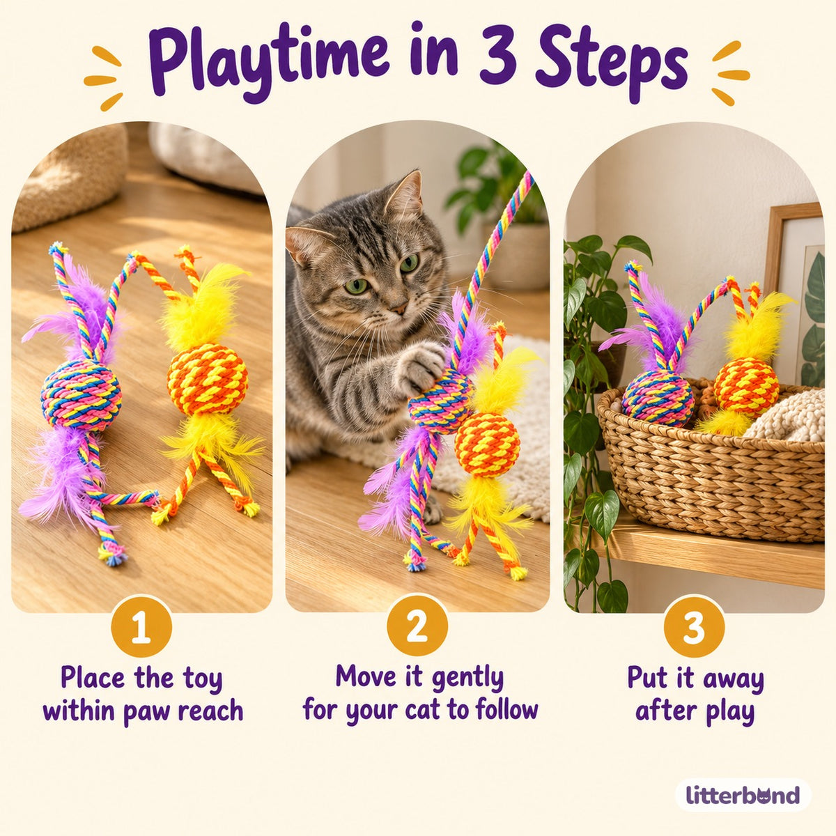 Colorful Feather Rope Knot - how to play