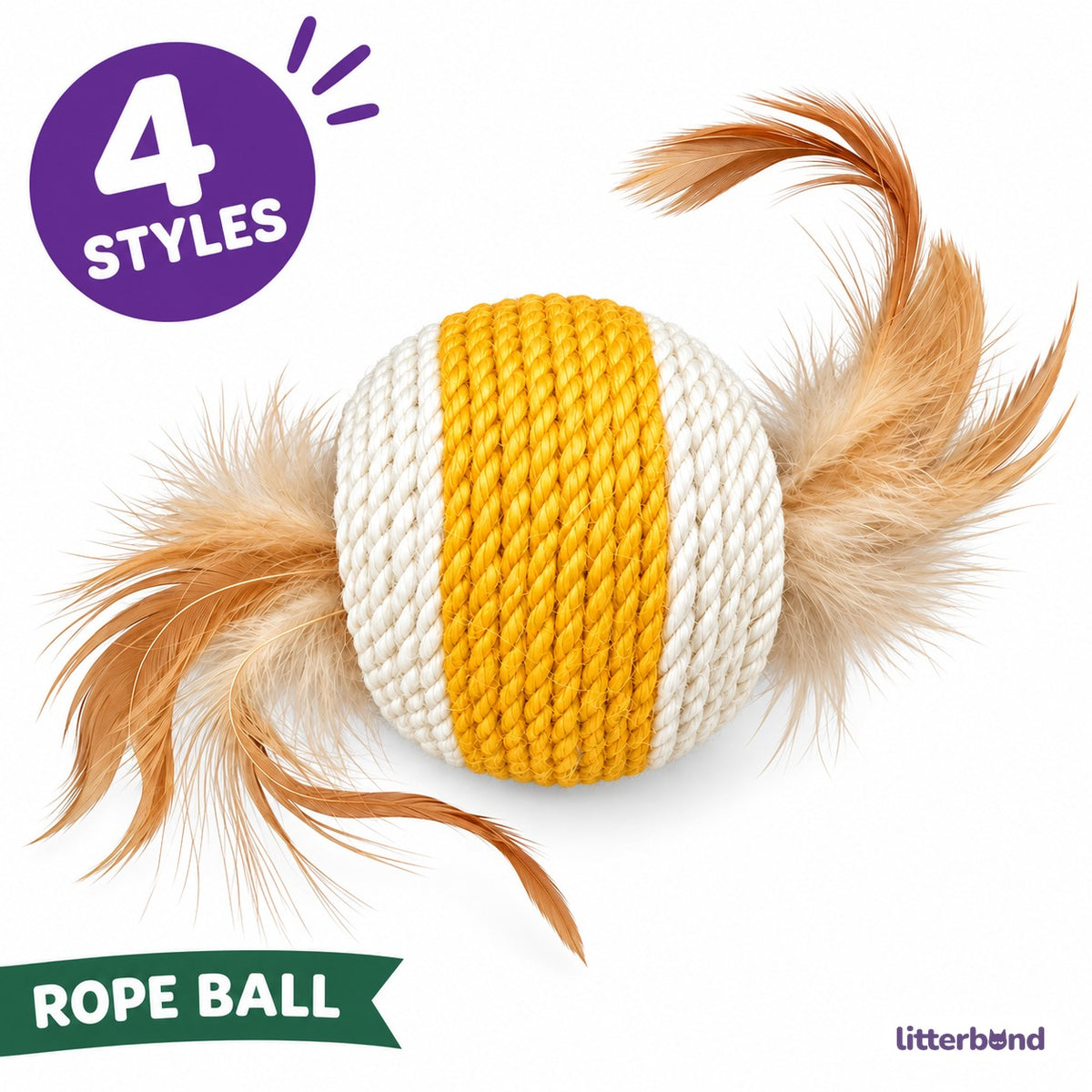 Colorful Feather Rope Knot - size and details