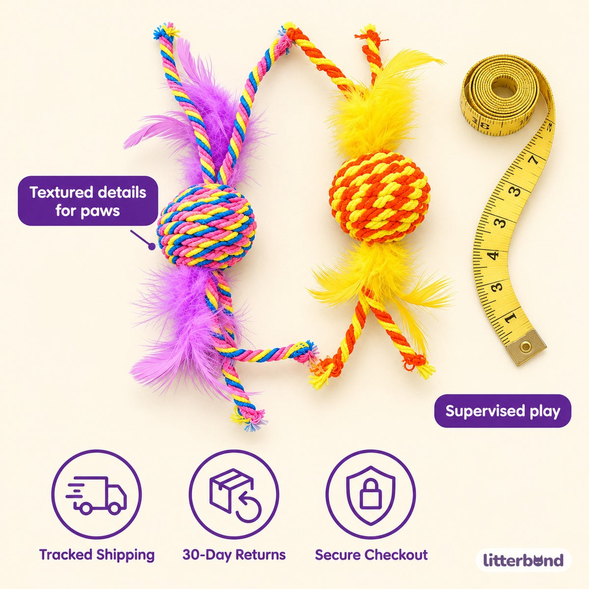 Openwork Feather Rope Balls