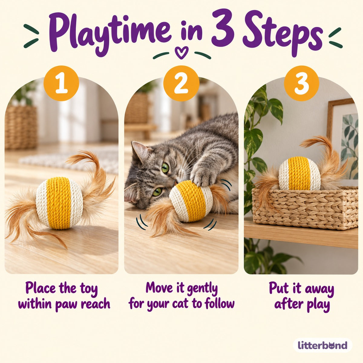 Openwork Feather Rope Balls - playtime at home