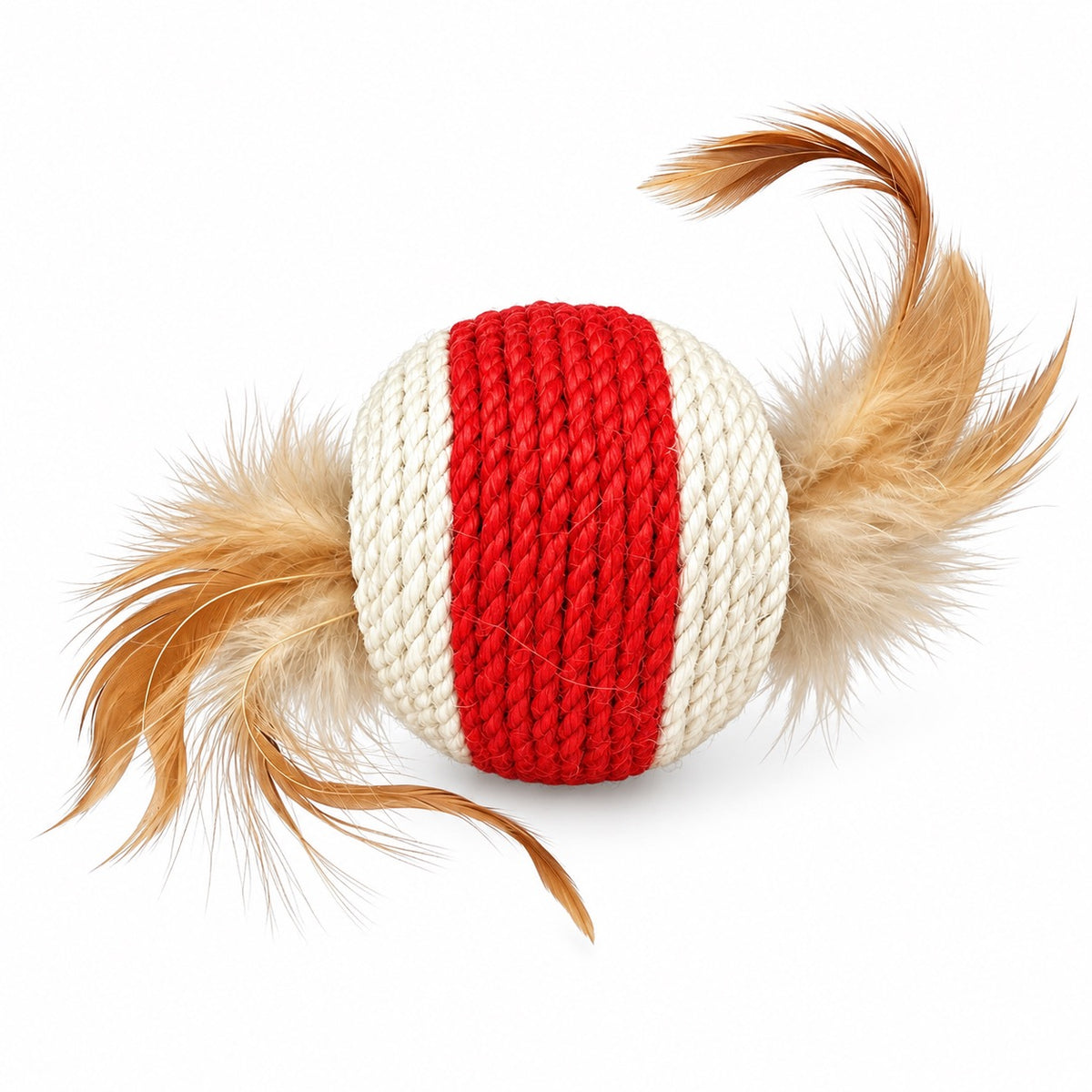 Openwork Feather Rope Balls - Red White