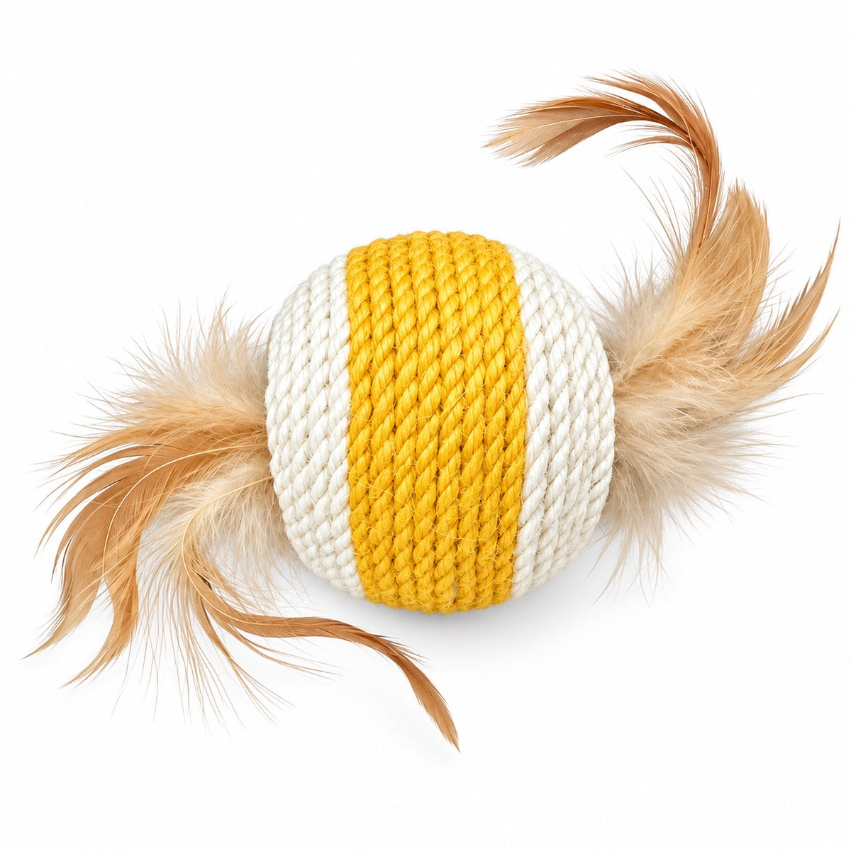 Openwork Feather Rope Balls - Yellow White