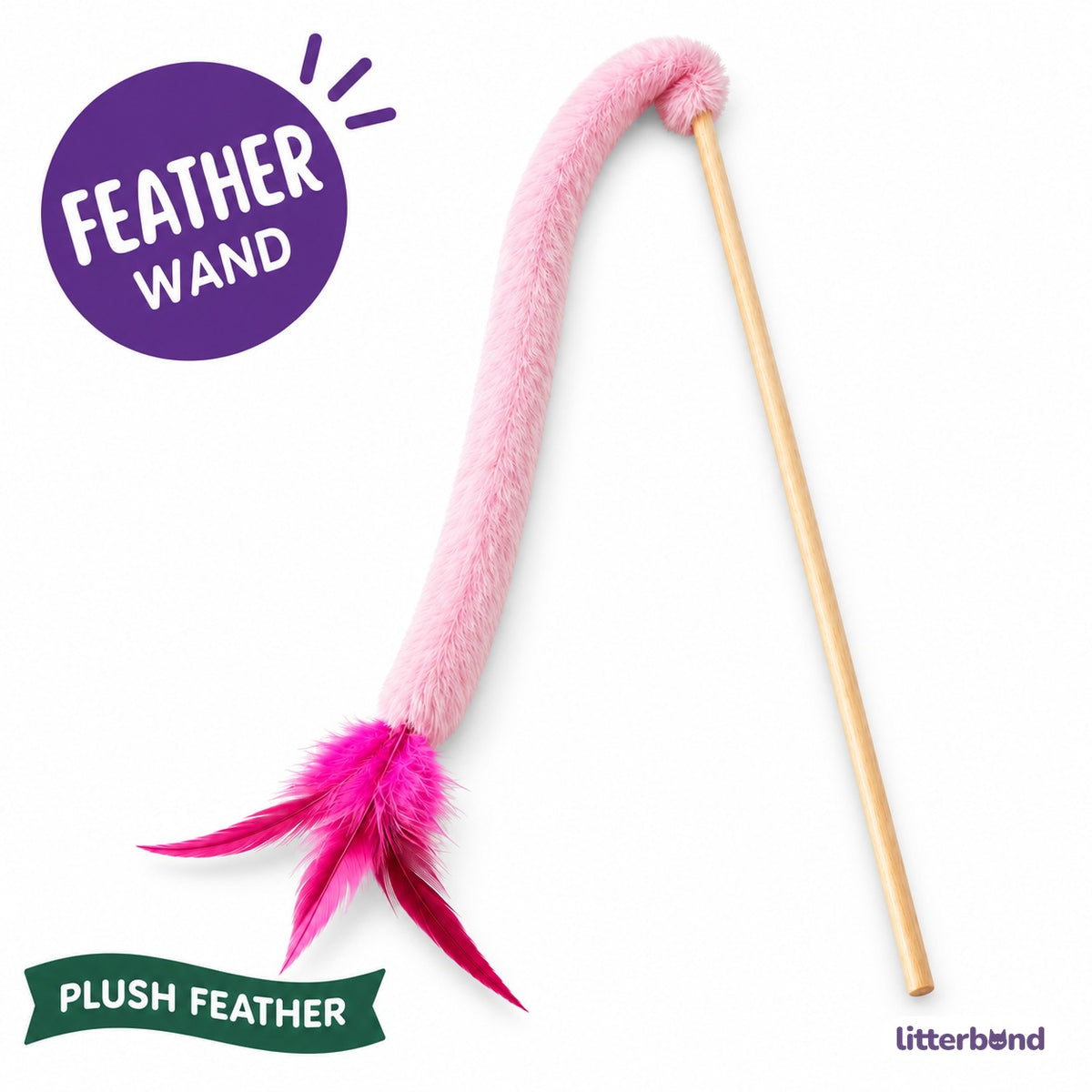 Plush Feather Teaser Wands with a cat