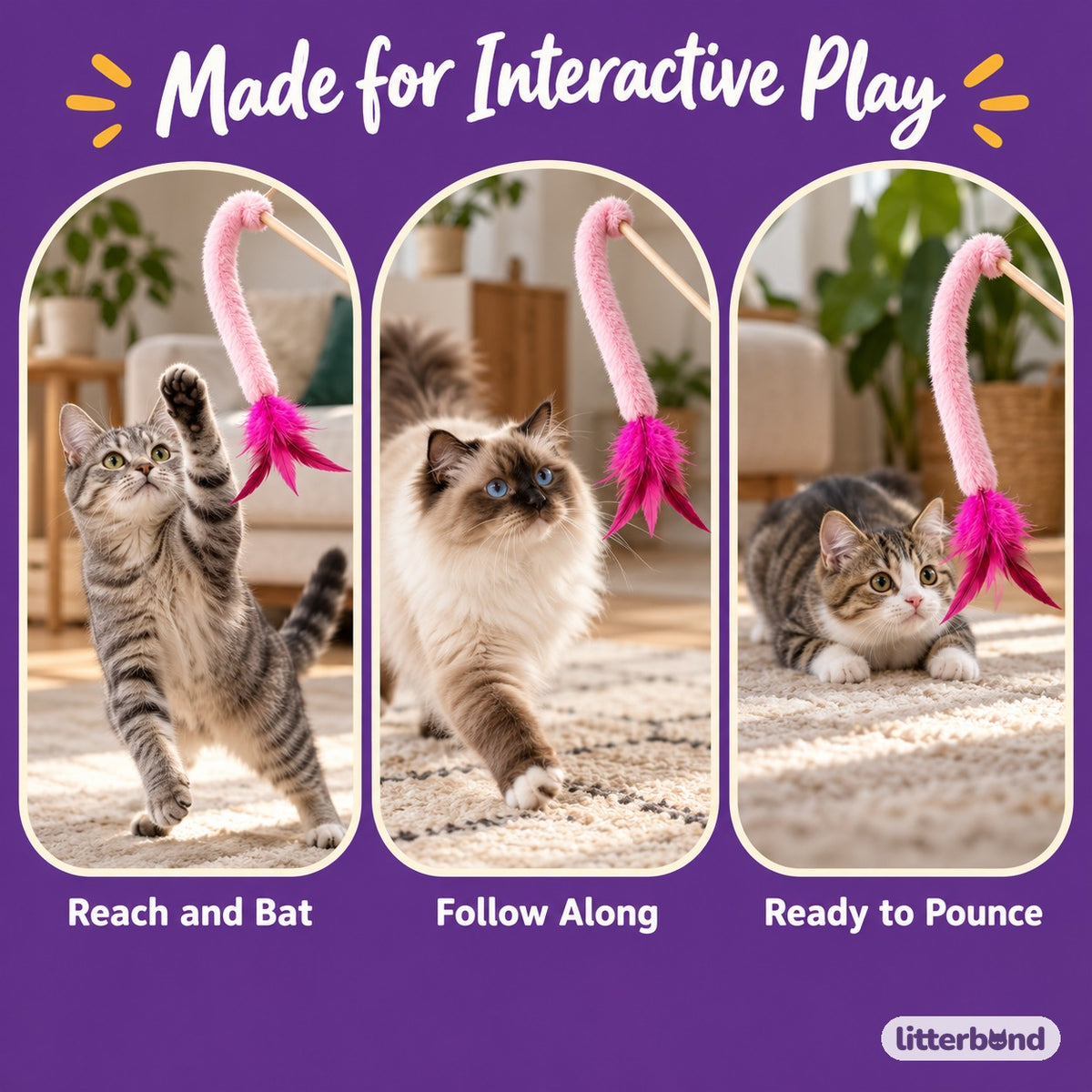 Plush Feather Teaser Wands - playtime at home