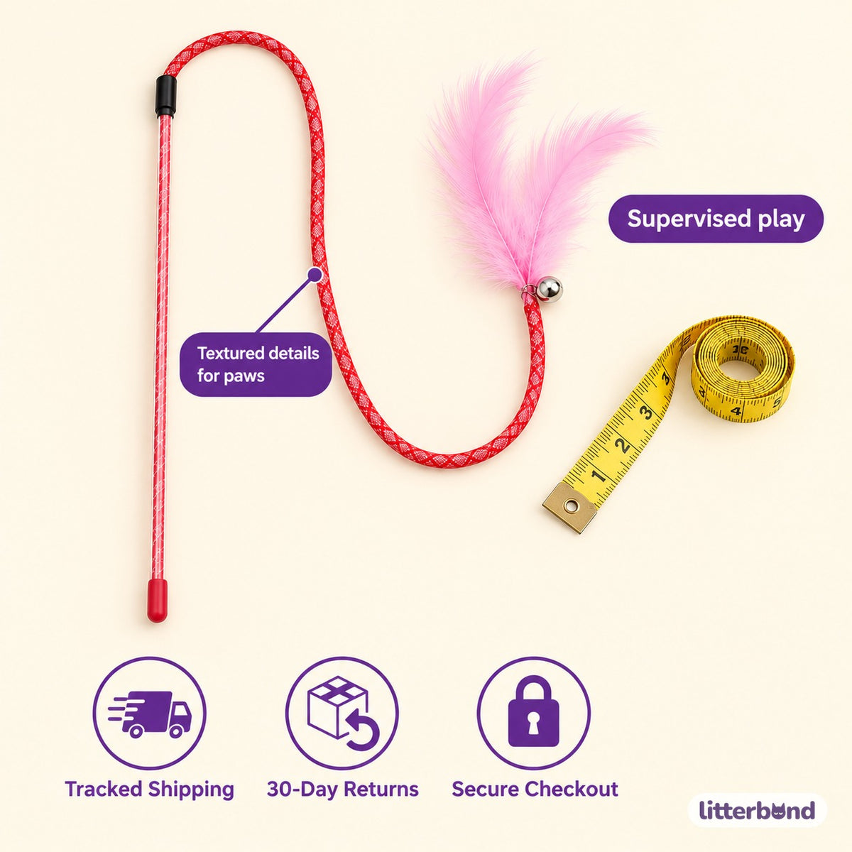 Elastic Feather Teaser Wands - playtime at home