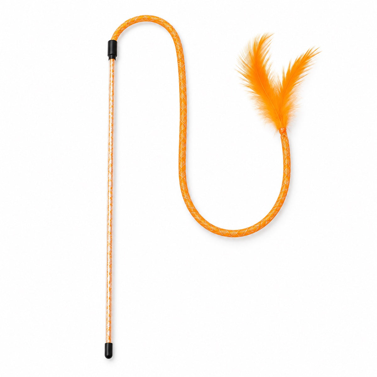 Elastic Feather Teaser Wands - Orange Feather